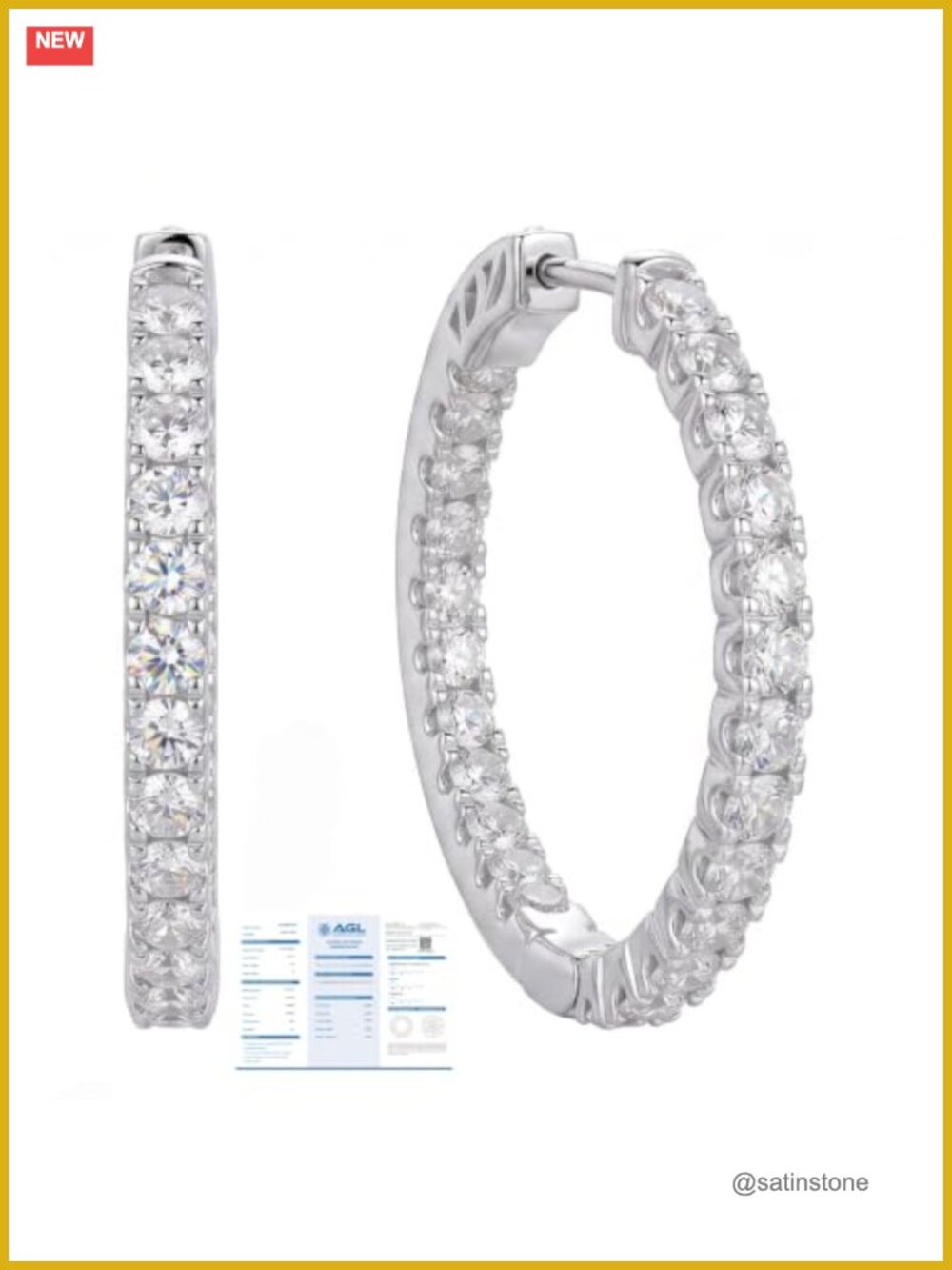 14K White Gold Lab Grown Diamond Hoop Earrings 1 Carat